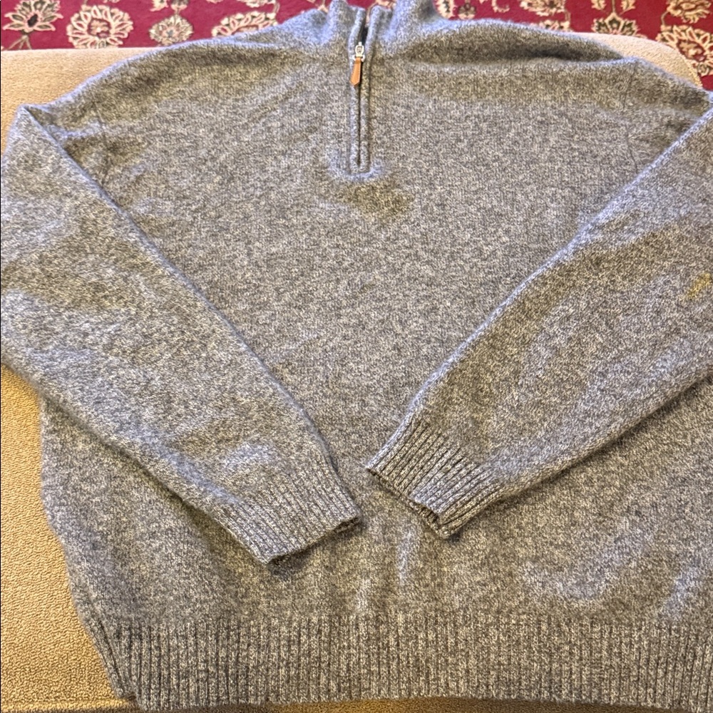 Alan Flusser 100% Cashmere Grey Sweater Size Large Long Sleeve (TD)